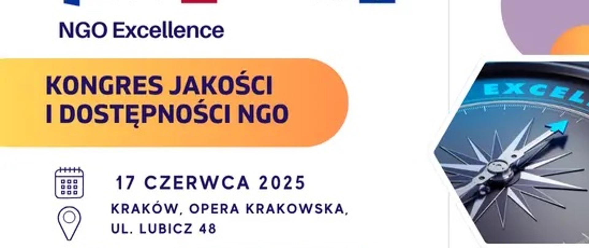 plakat z napisem Ogólnopolski Kongres Jakości i Dostępności NGO