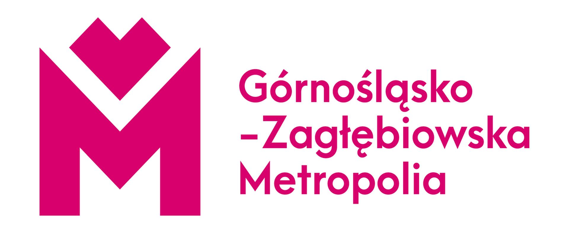 Logo GZM - różowa litera M na białym tle