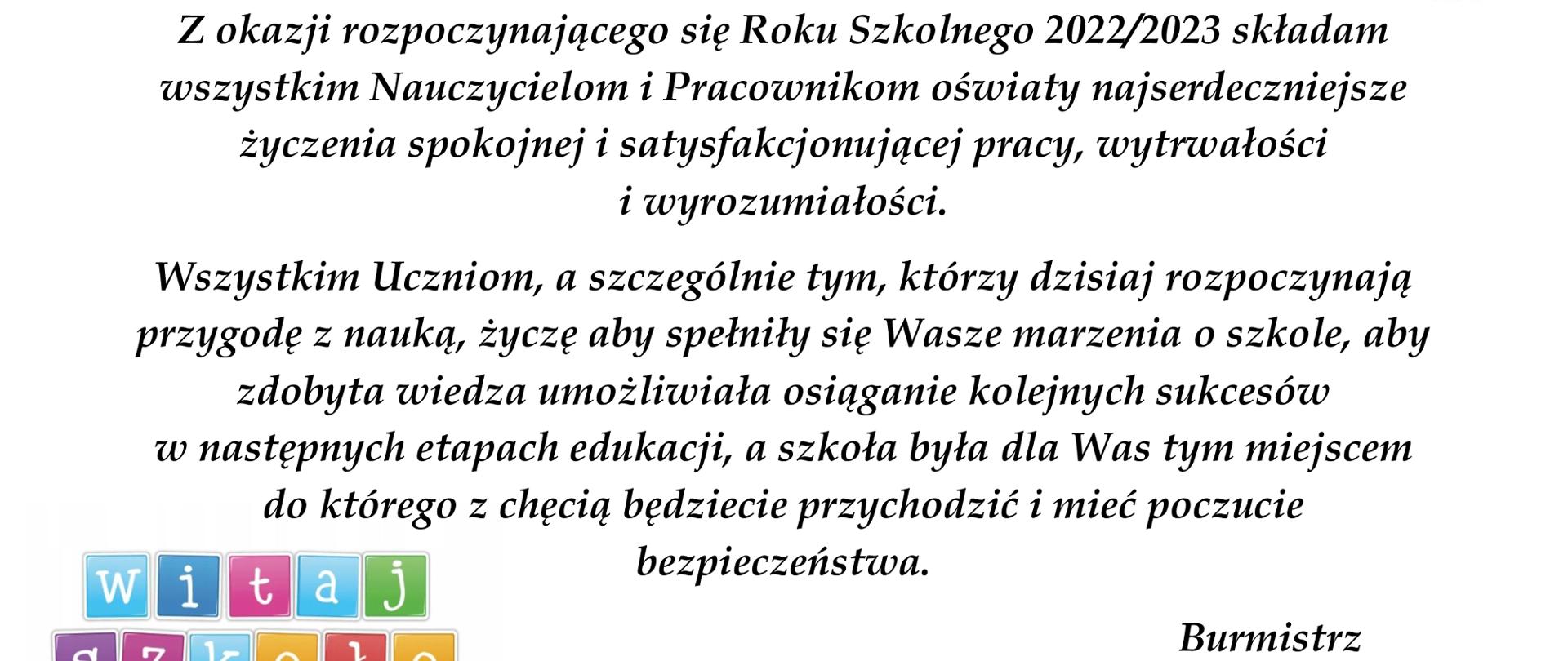 Życzenia dla nauczycieli i pracowników szkoły