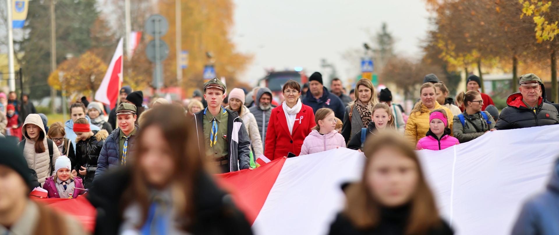 mieszkańcy gminy Wierzbica podczas uroczystości Narodowego Dnia Niepodległości