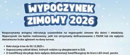 Plakat promujący wypoczynek zimowy 2026 