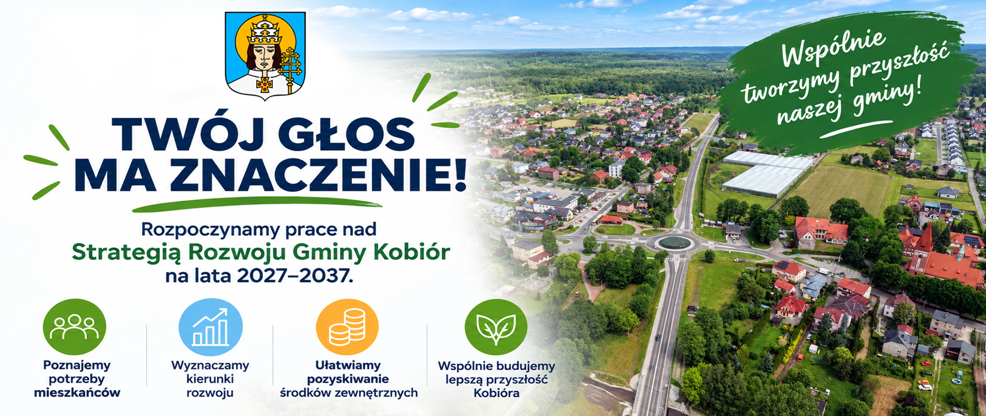 Rozpoczynamy prace nad Strategią Rozwoju Gminy Kobiór na lata 2027–2037 - infografika