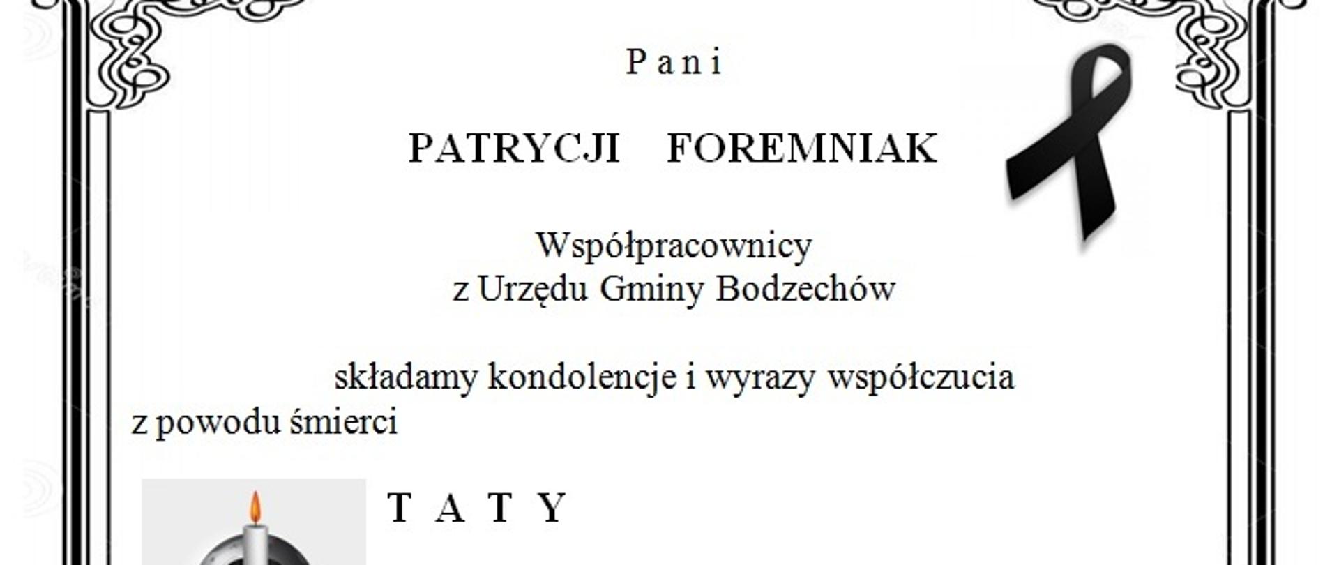 Kondolencje dla Patrycji Foremniak