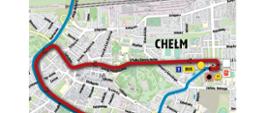 Zdjęcie przedstawia mapę trasy przejazdu wyścigu kolarskiego przez Chełm