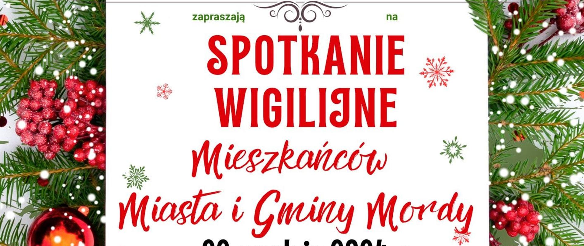Plakat_spotkanie wigilijne Mieszkańców Miasta i Gminy Mordy