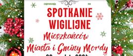 Plakat_spotkanie wigilijne Mieszkańców Miasta i Gminy Mordy