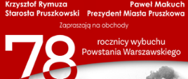 Plakat zapraszający na obchody 78 rocznicy wybuchu Powstania Warszawskiego 