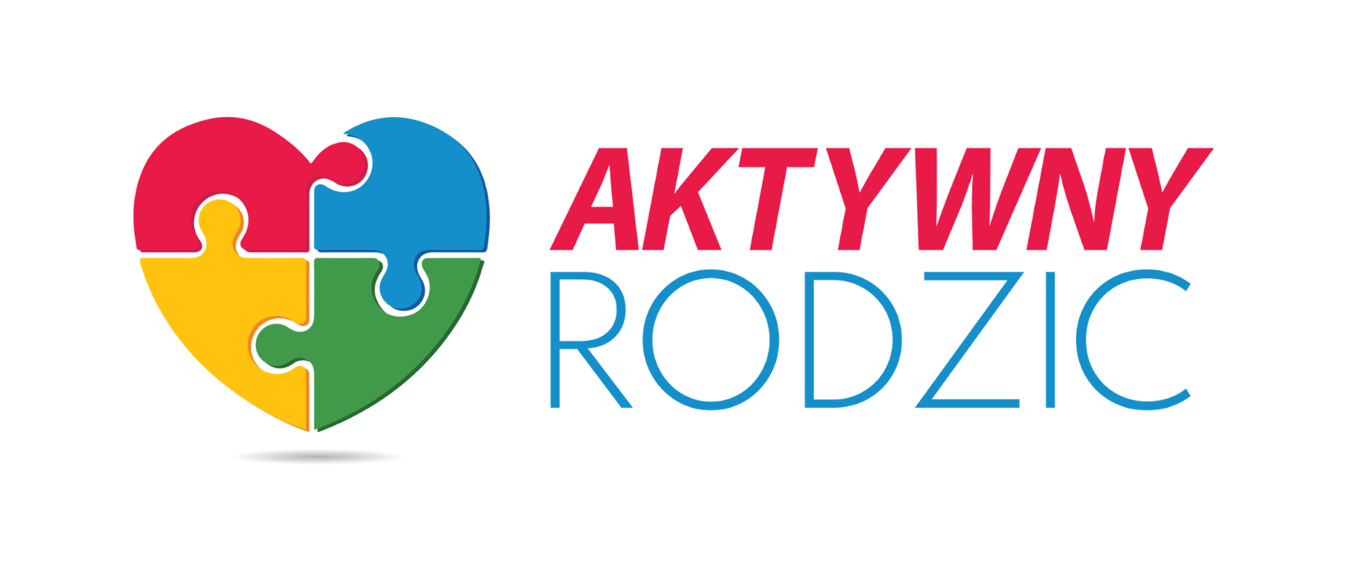Serce złożone z czterech kolorowych puzzli. Aktywny rodzic