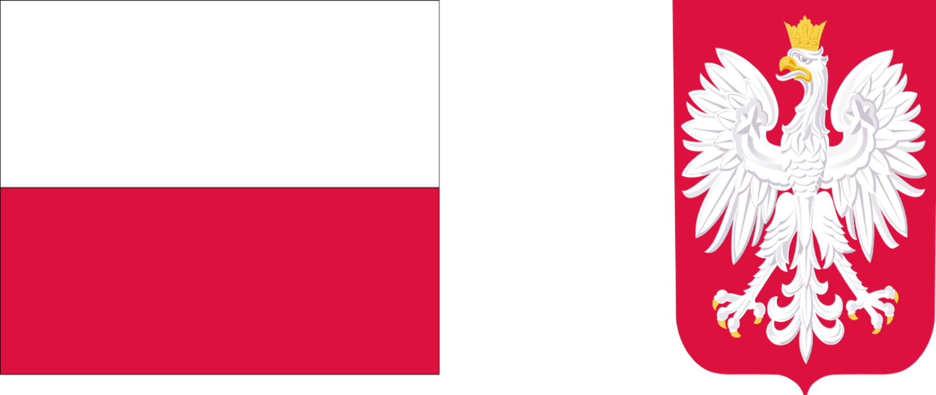 Flaga Polski obok godło Polski
