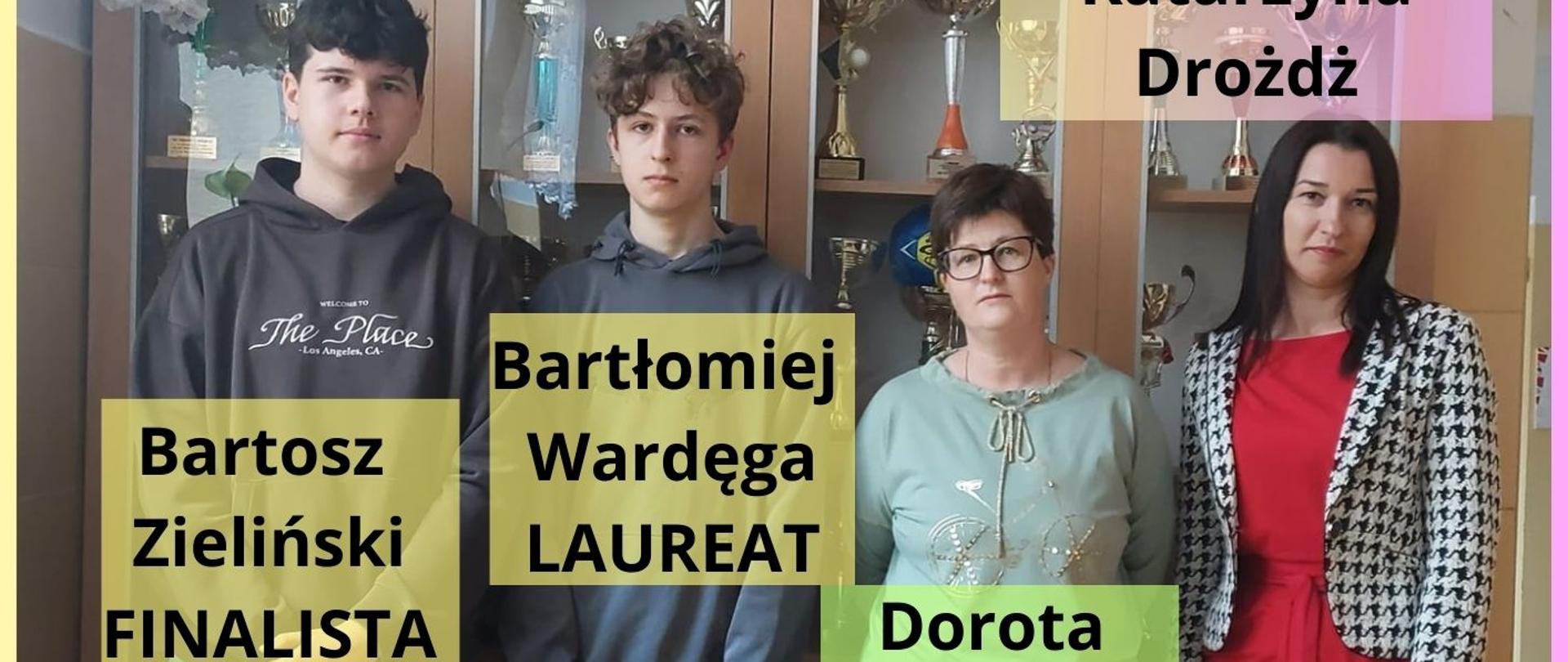 Laureat i finalista konkursu z matematyki z panią dyrektor i opiekunem.