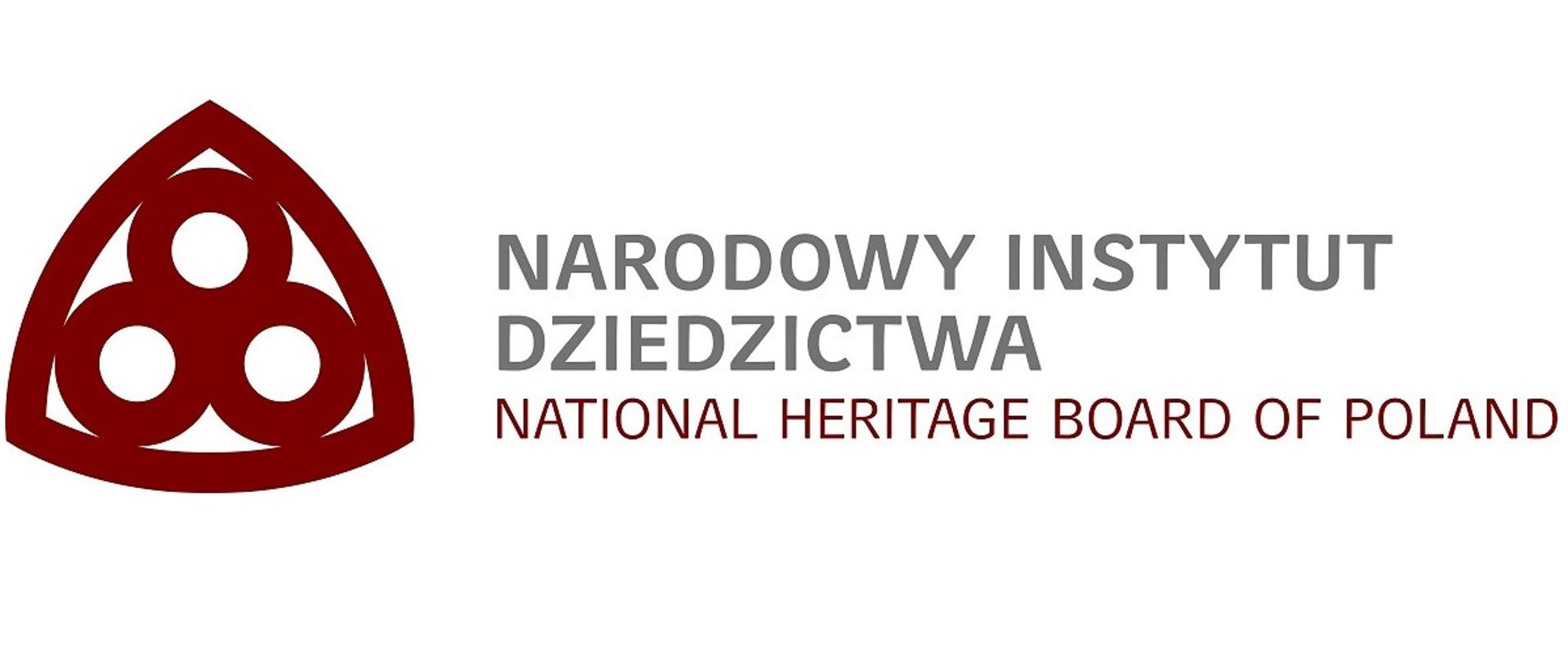 Logo Narodowego Instytutu Dziedzictwa. Znak: trzy stykające się koła wewnątrz figury przypominającej trójkąt. Obok napis: Narodowy Instytut Dziedzictwa.