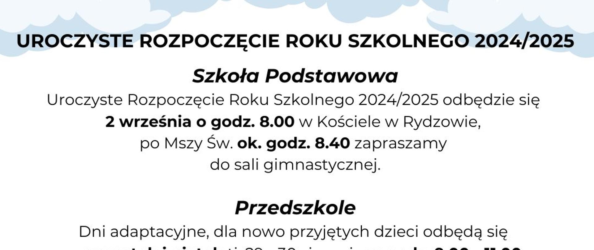 Uroczyste Rozpoczęcie Roku Szkolnego 2024-2025
