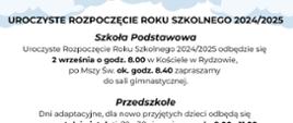 Uroczyste Rozpoczęcie Roku Szkolnego 2024-2025