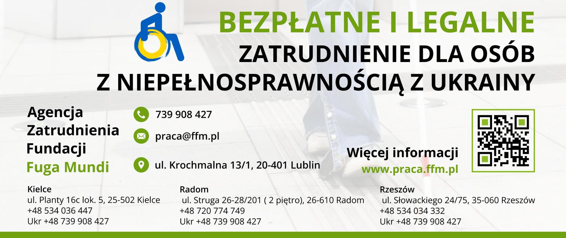Plakat A4 - zatrudnienie dla osób z niepełnosprawnością z Ukrainy