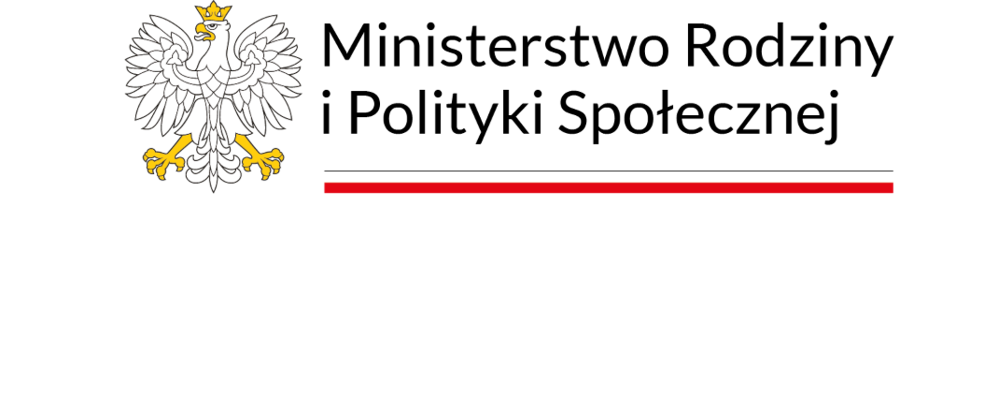 Logo Ministerstwa Rodziny i Polityki Społecznej. Godło państwowe i nazwa ministerstwa.
