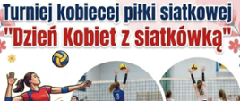 Plakat z napisem niebieskim u góry kobiecy turniej piłki siatkowej gramy dla Ryśka w tle siatkarki, na dole zdjęcie mężczyzny oraz kod QR do serwisu siepomaga.pl