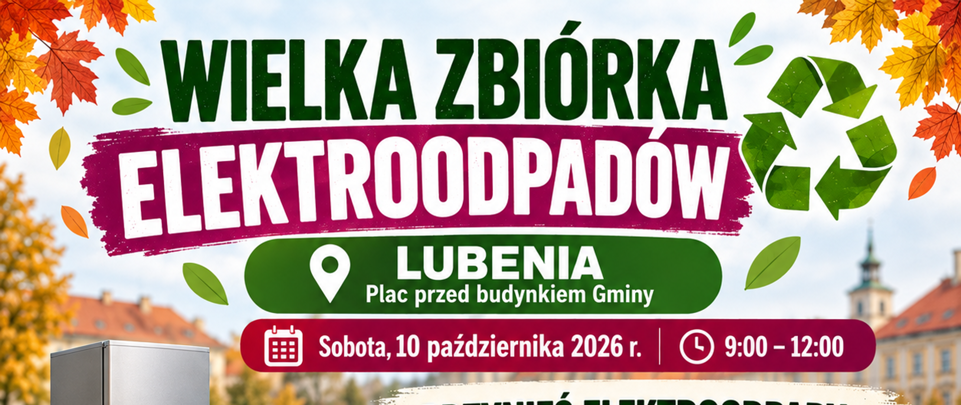Na zdjęciu mamy informację o zbiórce 10 października na której oddając elektro-złom możesz otrzymać odebrać w zamian wrzosy start godz.9:00