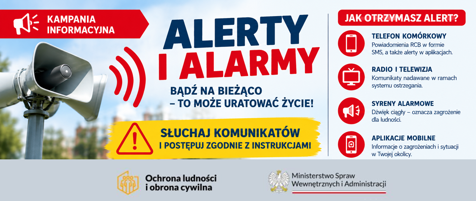 baner informacyjny dot. alarmów i alertów