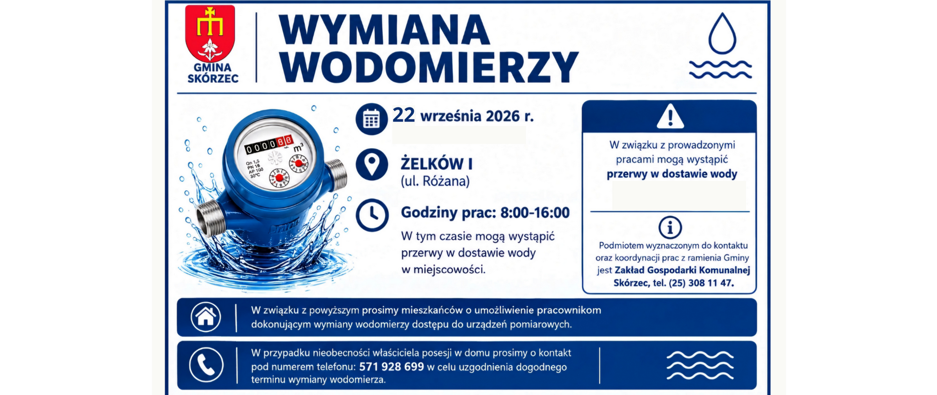 Wymiana wodomierzy -Żelków ul. Różana