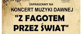 beżowe tło czarne litery zaproszenie na koncert muzyki dawnej