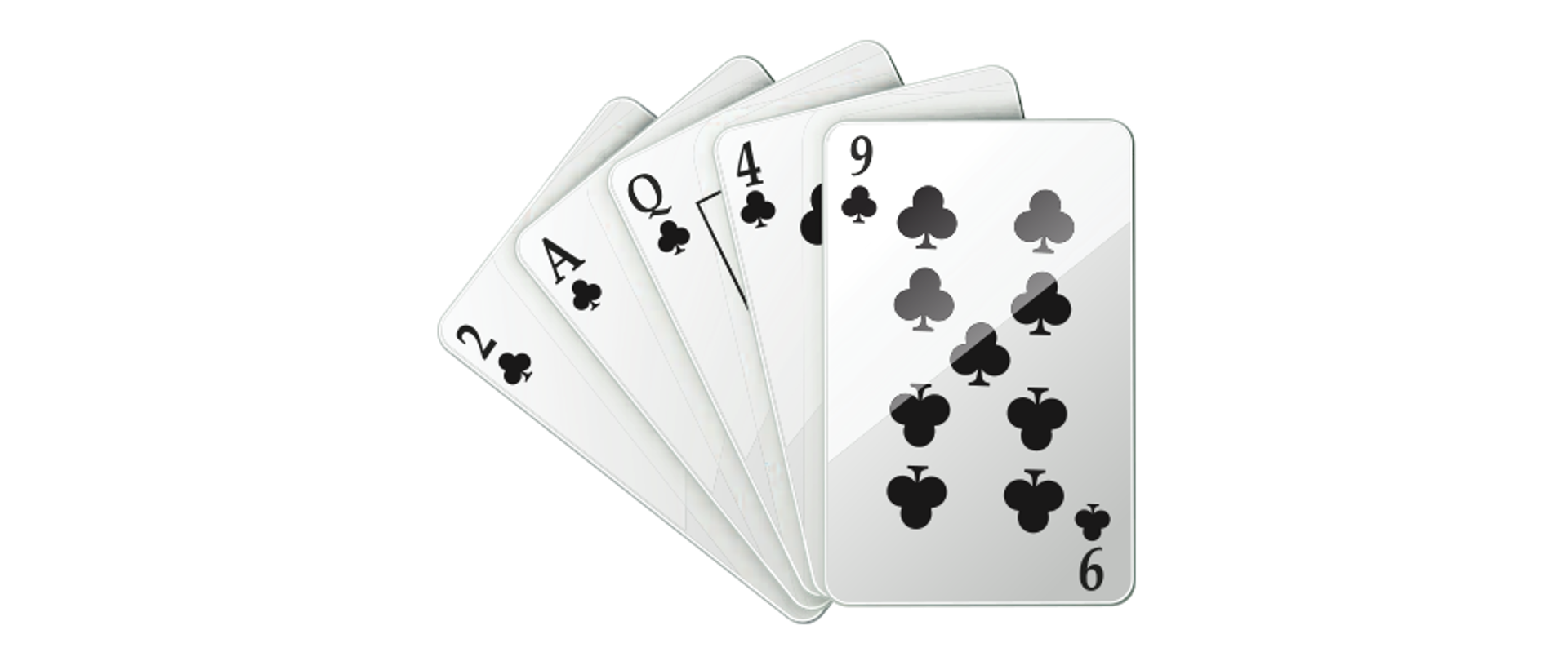 Na obrazku widać 5 kart: 2, A ,Q ,4, 9.