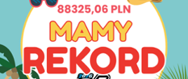 Plakat informujący o zebranej kwocie podczas finału WOŚP