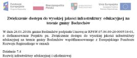 Projekt pn. ''Zwiększenie dostępu do wysokiej jakości infrastruktury edukacyjnej na terenie gminy Bodzechów''
