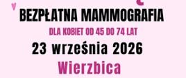 plakat informacyjny dot. bezpłatnej mammografii