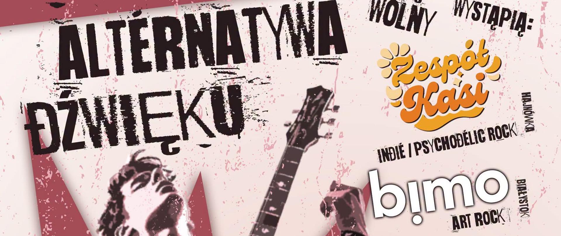 Na tle grafiki gitarzysty umieszczono informacje o wydarzeniu, zawarte w artykule