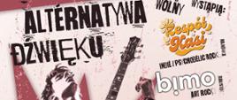 Na tle grafiki gitarzysty umieszczono informacje o wydarzeniu, zawarte w artykule