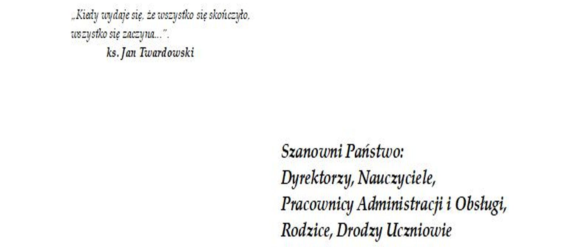 List Starosty Kraśnickiego na zakończenie roku szkolnego
