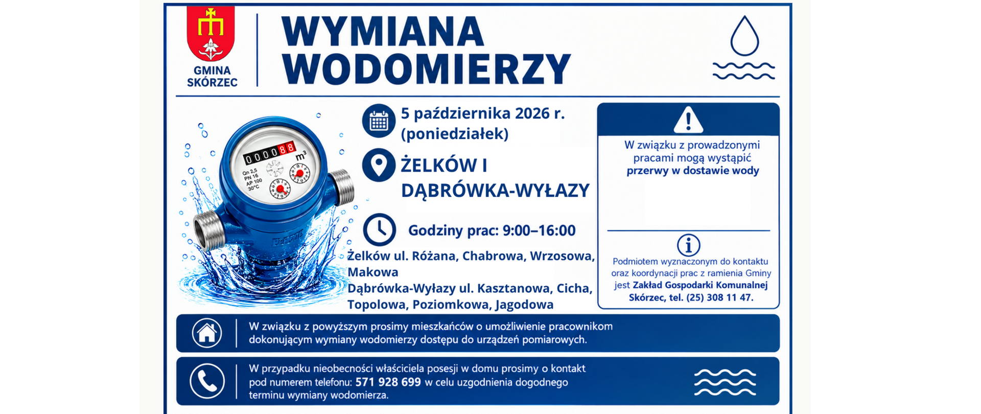 Wymiana wodomierzy - Dąbrówka-Wyłazy, Żelków I 