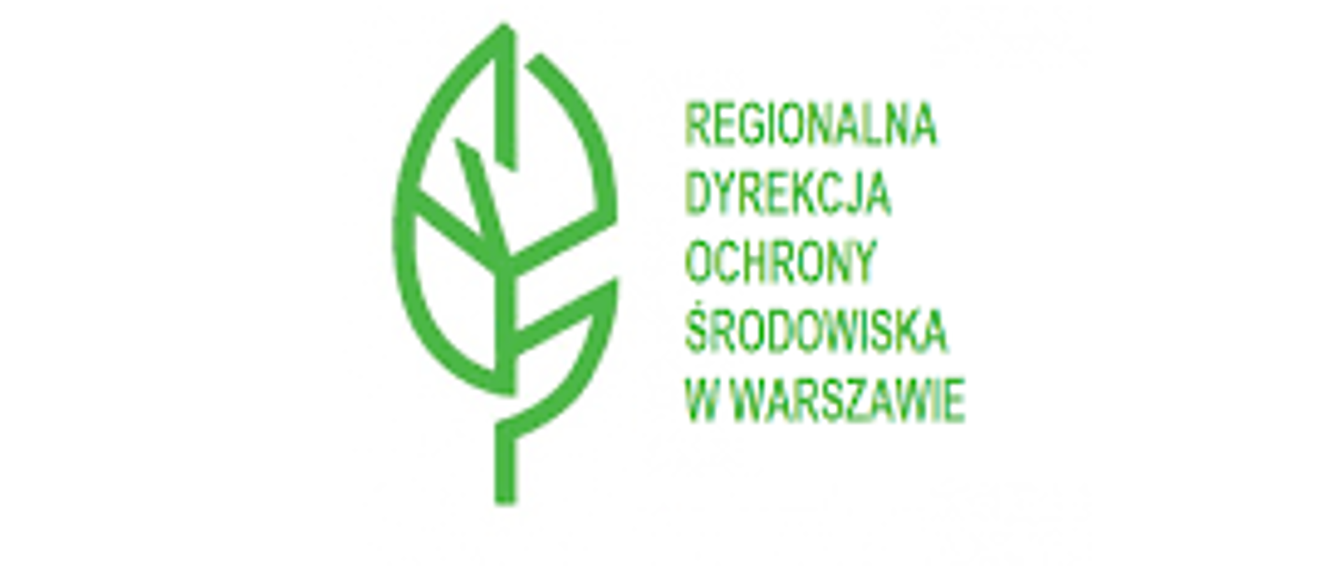 Grafika przedstawia: na białym tle po lewej stronie rysunek zielonego listka, po prawej stronie zielony napis Regionalna Dyrekcja Ochrony Środowiska w Warszawie