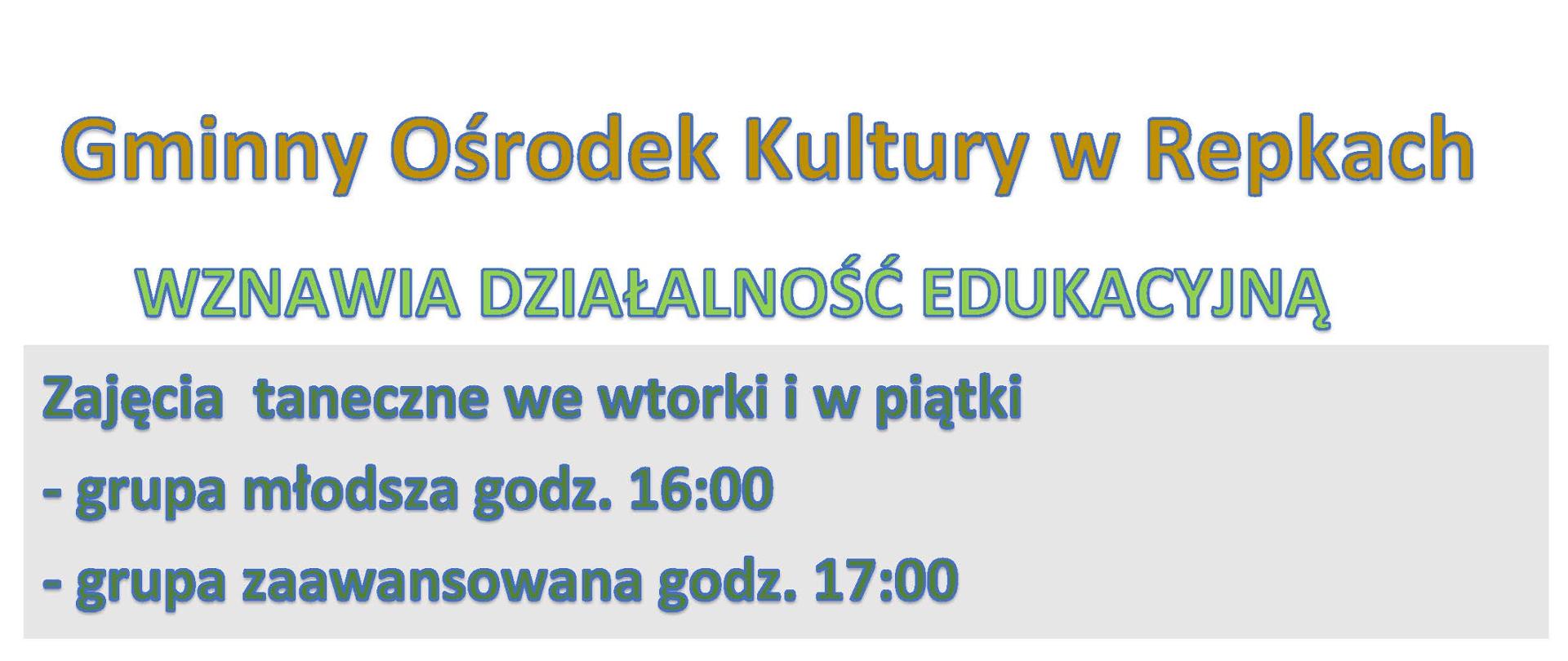 GOK wznawia działalność edukacyjną