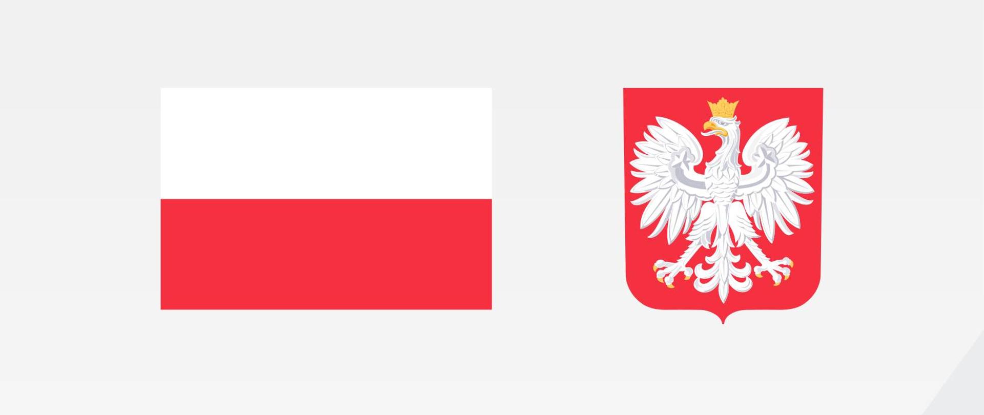 Plakat projektu: flaga i godło Polski, nazwa i wartość projektu