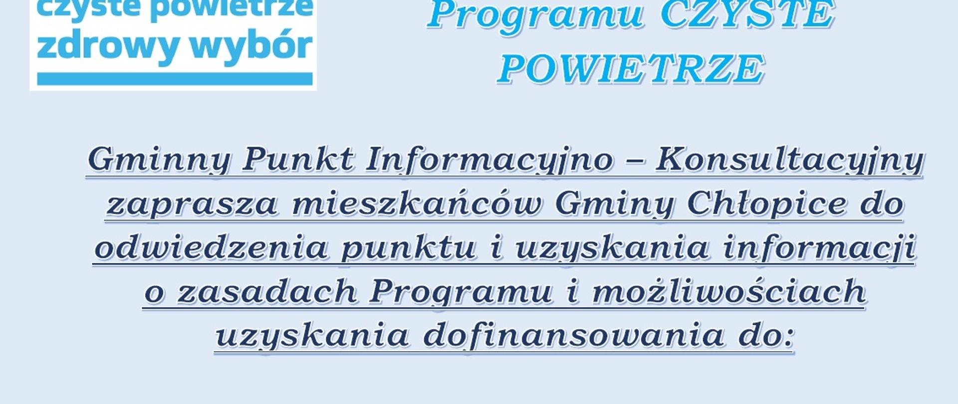 Plakat przedstawia Program Czyste Powietrze