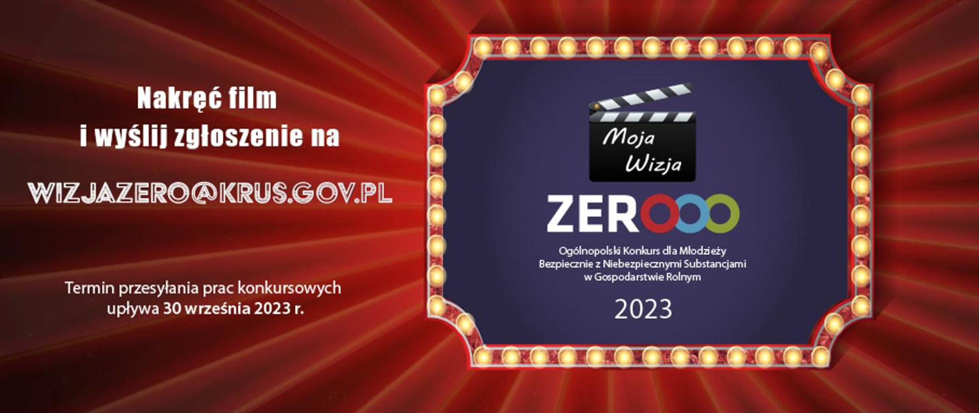 bordowe tło l prawej strony napis na filetowym tle moja wizja zerooo 