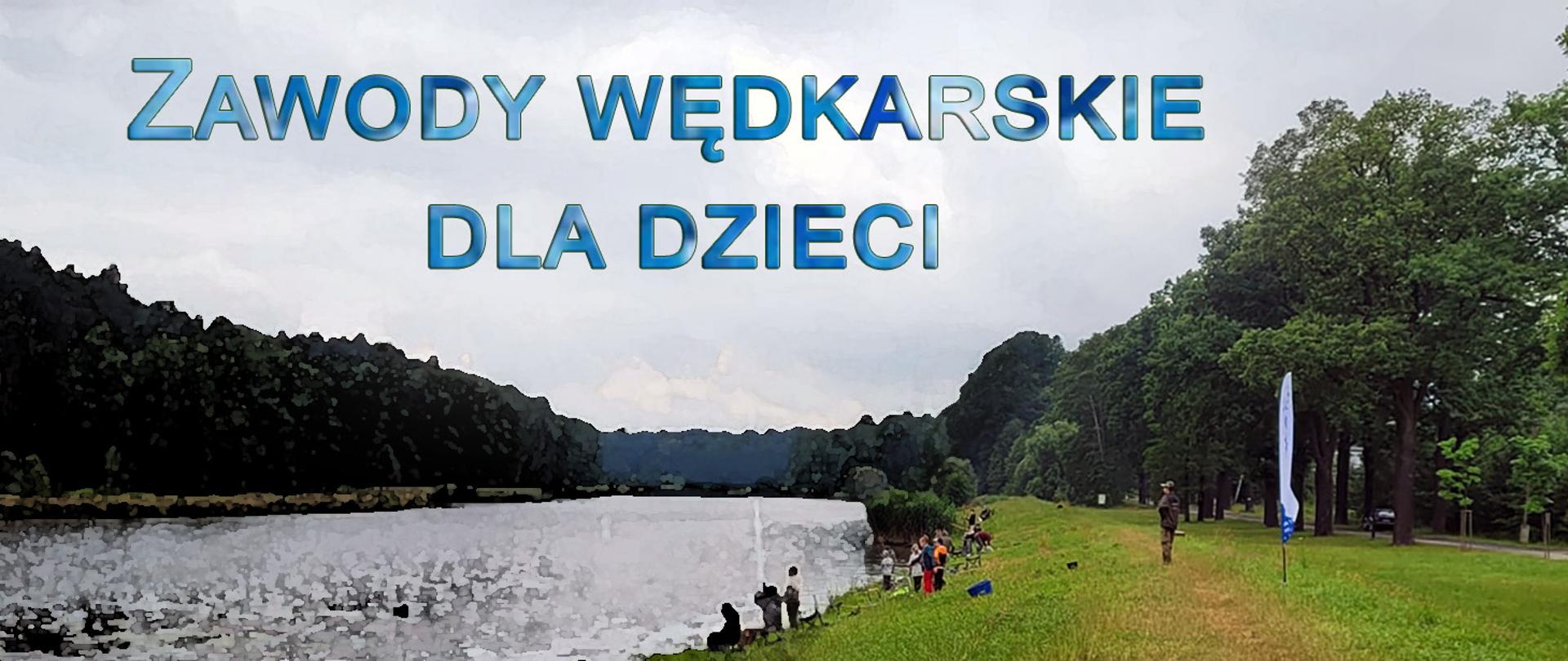 Dzieci łowiące ryby nad jeziorem
