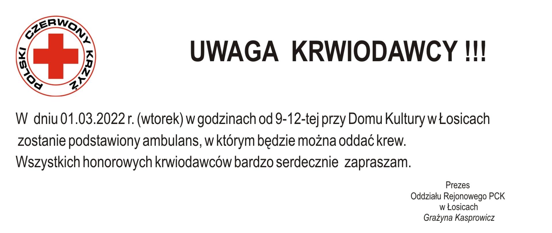 UWAGA KRWIODAWCY