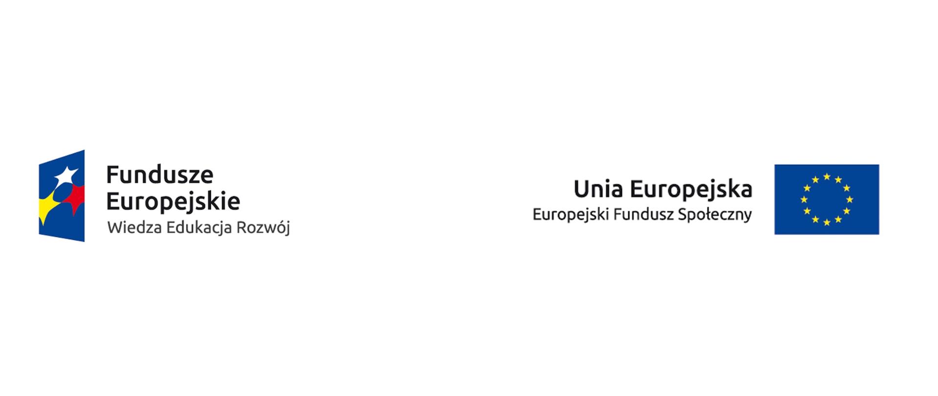 Logo Fundusze Europejskie Wiedza Edukacja Rozwój oraz Unia Eropejska Europejki Fundusz Społeczny