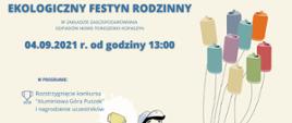 Plakat/zaproszenie na Ekologiczny festyn Rodzinny w Kopaszynie 