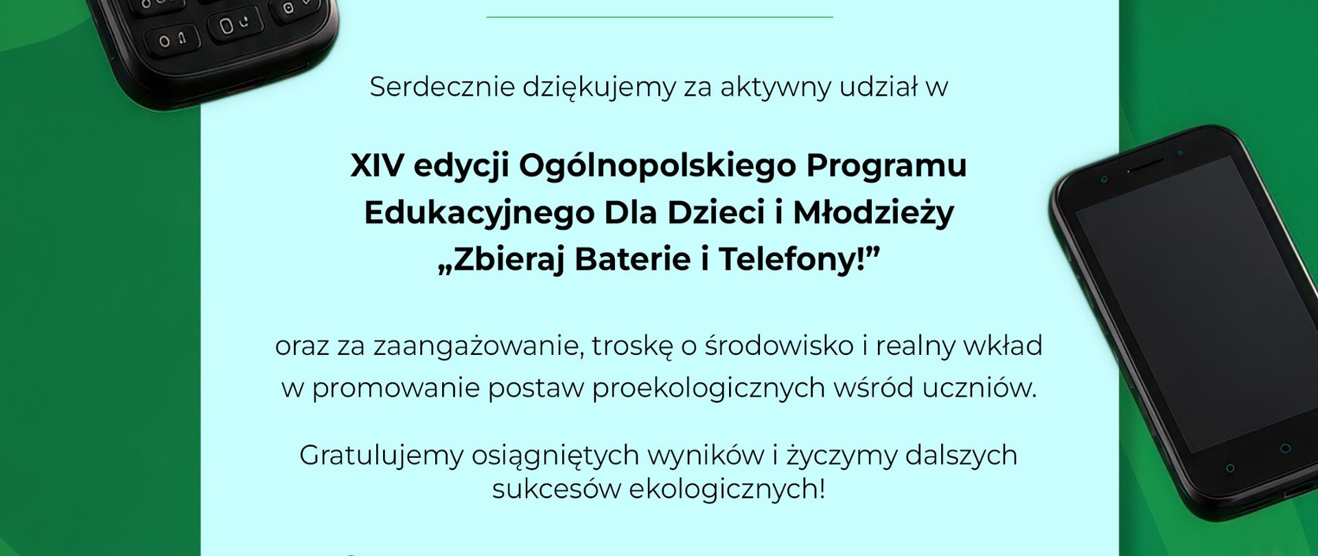 Dyplom - zbiórka baterii i telefonów