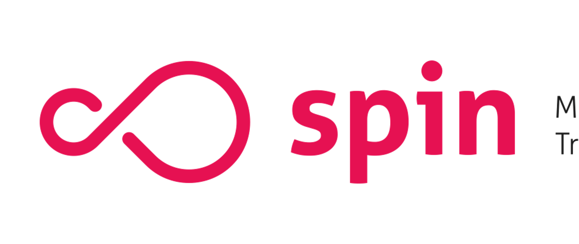 grafika przedstawia różowy znak podobny do znaku nieskończoności oraz napis: spin