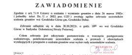 Zawiadomienie pisane czarnym kolorem na białym tle