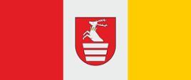 Flaga Powiatu odzwierciedla barwy herbu i składa się z trzech pionowych pasów o równej szerokości: czerwonego, srebrnego i złotego. W centralnym miejscu pasa środkowego flagi znajduje się herb powiatu.