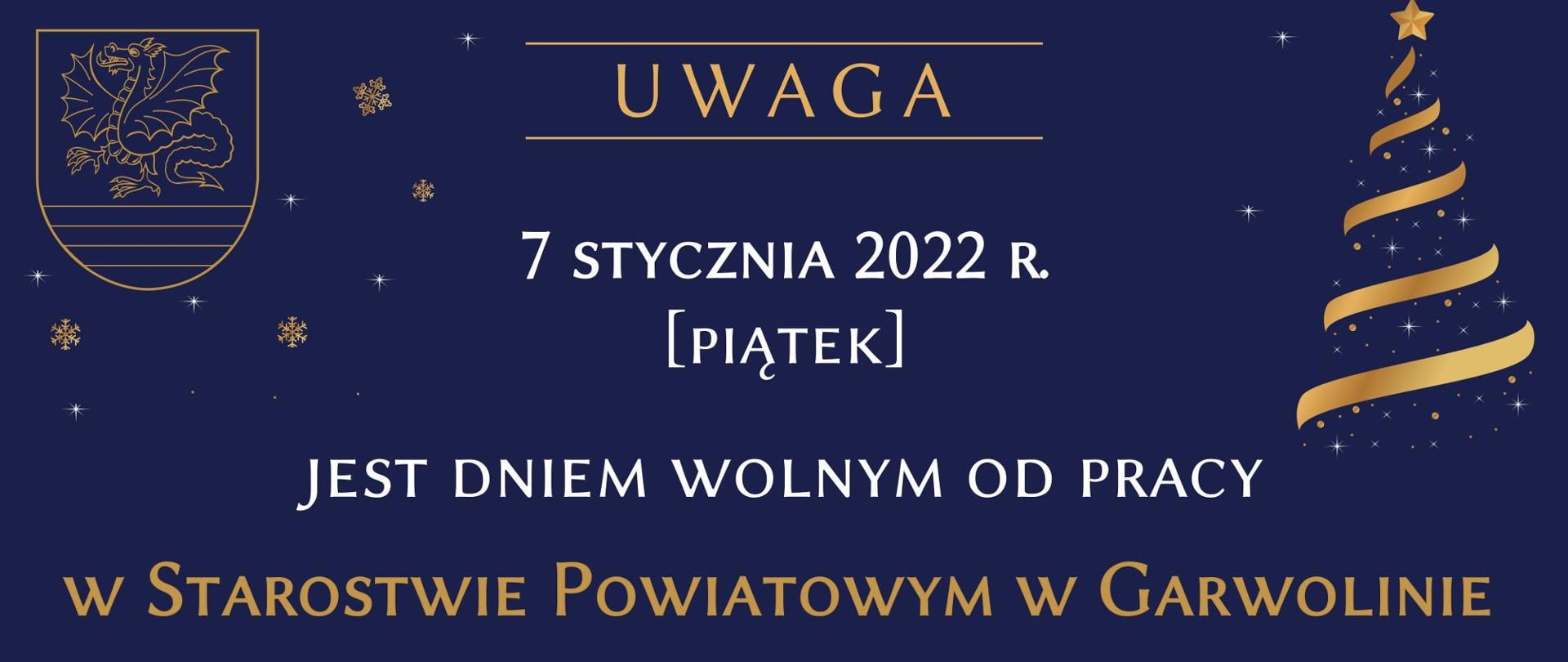 Informacja - dzień wolny od pracy 7 stycznia 
