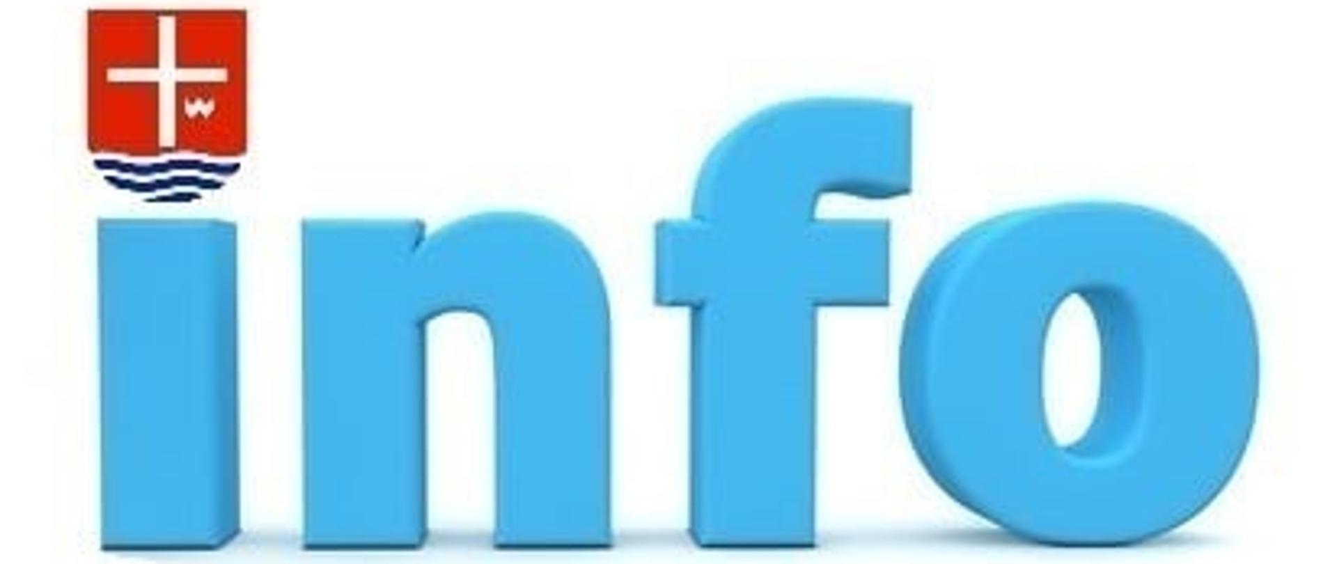 napis info z herbem powiatu i treść komunikatu - 7 stycznia 2022 r. (piątek) urząd nieczynny