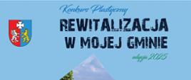 niebieskie tło czarne litery rewitalizacja w moje gminie 