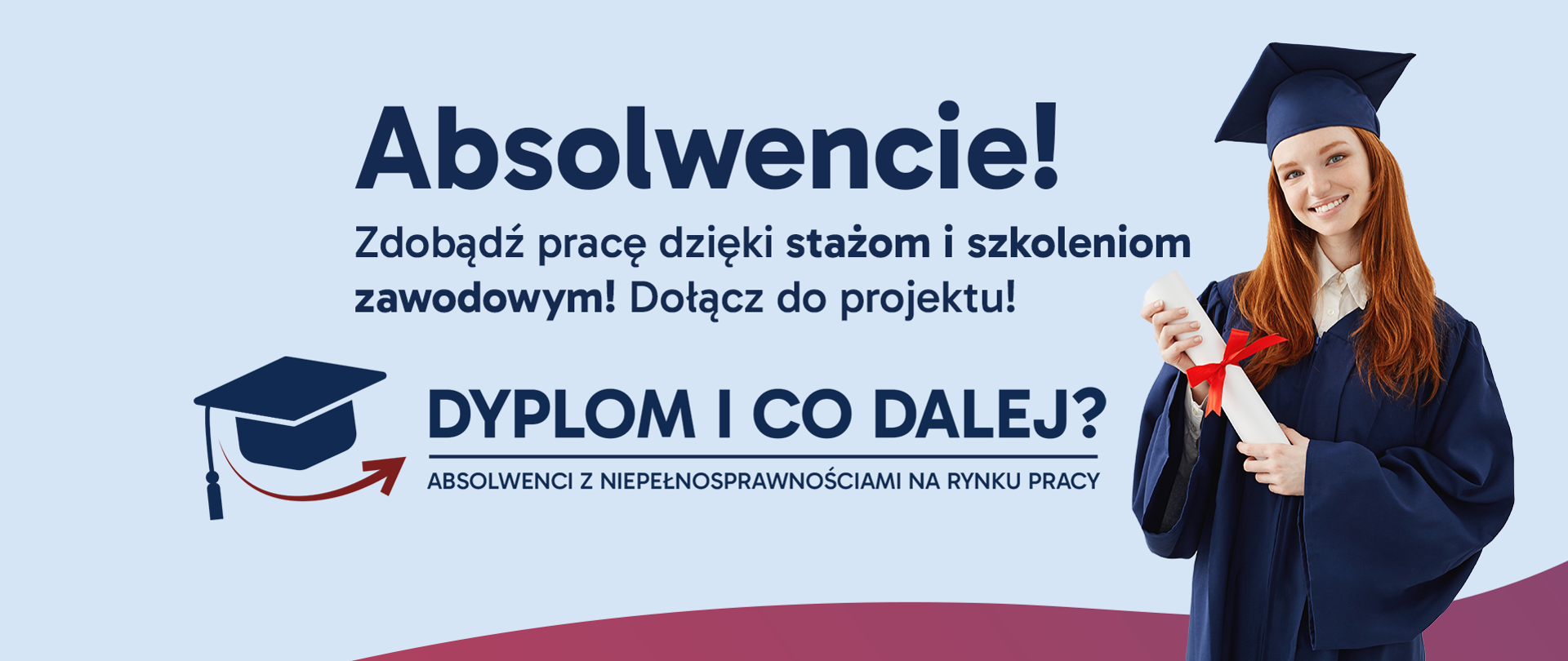 Obok zdjęcia absolwentki ubranej w togę, umieszczono informacje o projekcie, zawarte w artykule.