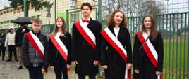 Poczet Sztandarowy Szkoły podczas Gminnych Obchodów 107. Rocznicy Odzyskania przez Polskę Niepodległości